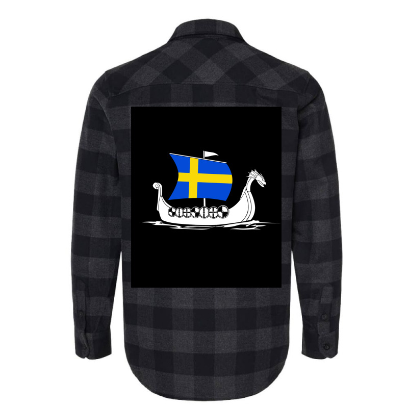 Sweden Boat Swedish Flag Sweden Viking Ship Vikings Tshirt Shieldmaide Flannel Shirt | Artistshot