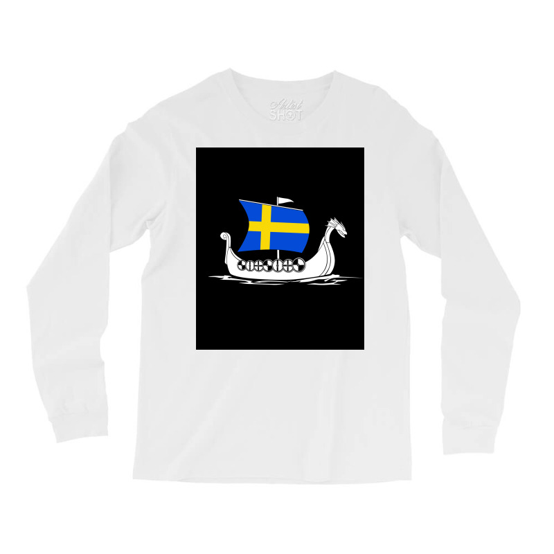 Sweden Boat Swedish Flag Sweden Viking Ship Vikings Tshirt Shieldmaide Long Sleeve Shirts | Artistshot