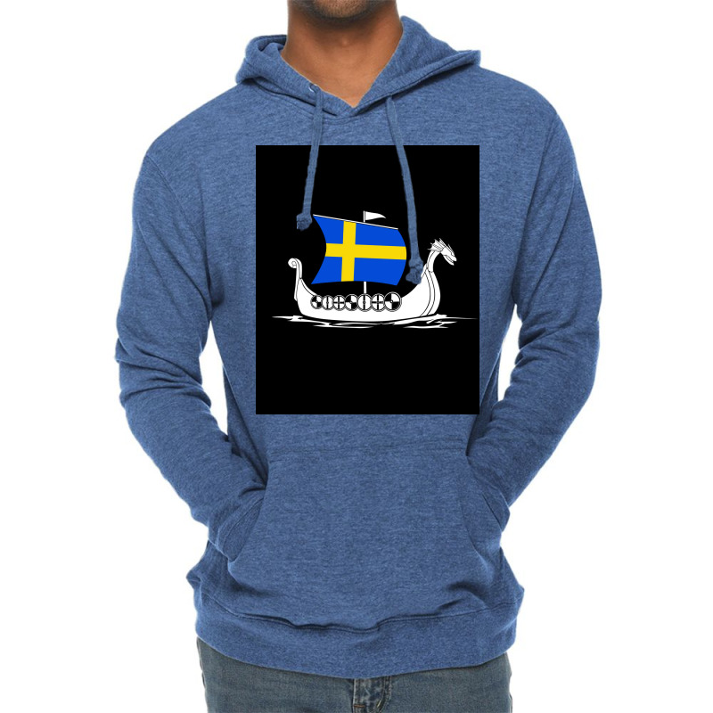 Sweden Boat Swedish Flag Sweden Viking Ship Vikings Tshirt Shieldmaide Lightweight Hoodie | Artistshot