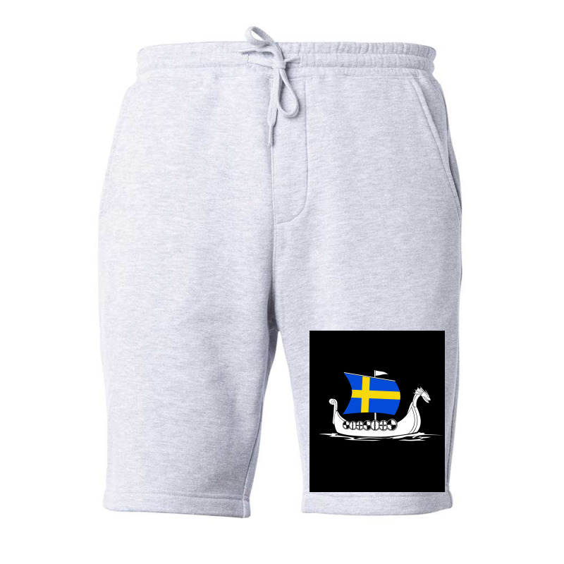 Sweden Boat Swedish Flag Sweden Viking Ship Vikings Tshirt Shieldmaide Fleece Short | Artistshot