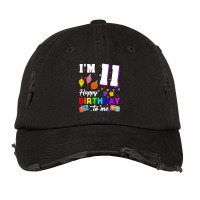 Eleven 11yr 11th Birthday Happy Birthday Boy 11 Years Old Vintage Cap | Artistshot