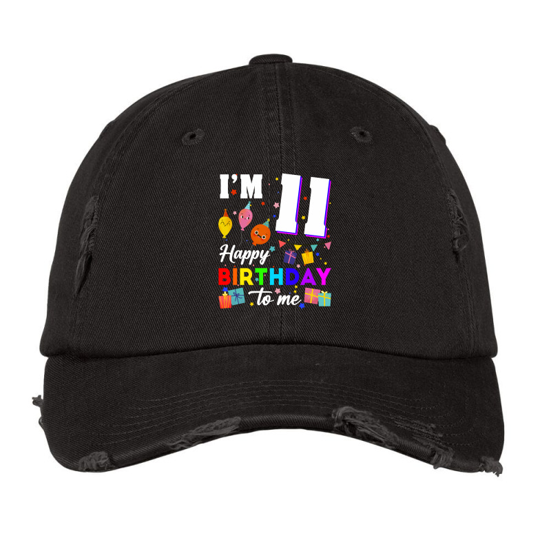 Eleven 11yr 11th Birthday Happy Birthday Boy 11 Years Old Vintage Cap by joanmouse000 | Artistshot