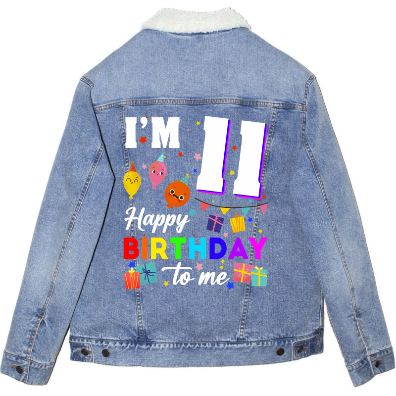 Eleven 11yr 11th Birthday Happy Birthday Boy 11 Years Old Unisex Sherpa-Lined Denim Jacket by joanmouse000 | Artistshot