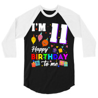 Eleven 11yr 11th Birthday Happy Birthday Boy 11 Years Old 3/4 Sleeve Shirt | Artistshot