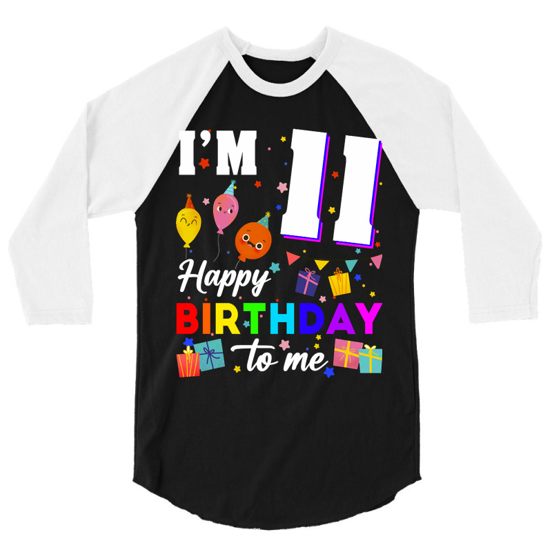 Eleven 11yr 11th Birthday Happy Birthday Boy 11 Years Old 3/4 Sleeve Shirt by joanmouse000 | Artistshot