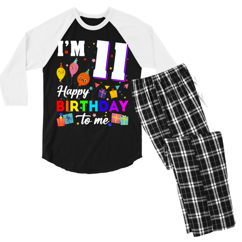 Eleven 11yr 11th Birthday Happy Birthday Boy 11 Years Old Men's 3/4 Sleeve Pajama Set by joanmouse000 | Artistshot