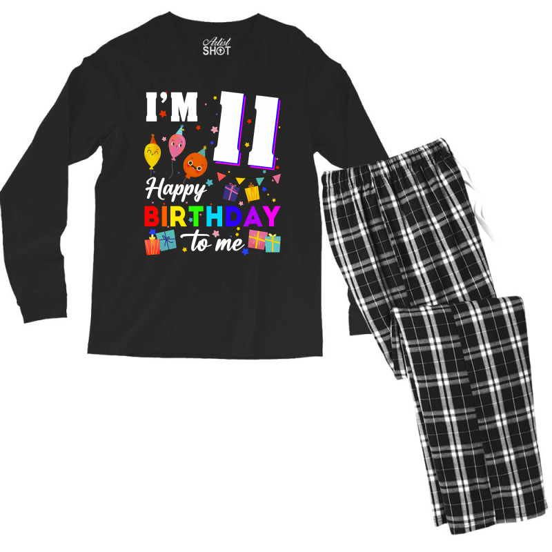 Eleven 11yr 11th Birthday Happy Birthday Boy 11 Years Old Men's Long Sleeve Pajama Set by joanmouse000 | Artistshot