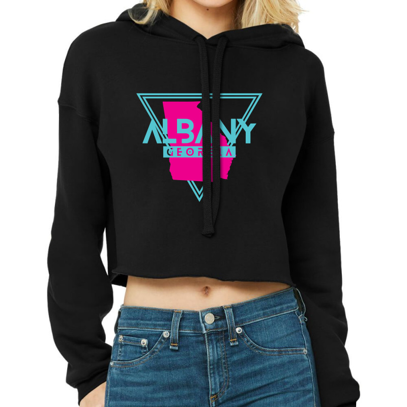 Albany Georgia Retro Vintage Triangle Ga Cropped Hoodie by kayakbetween30 | Artistshot