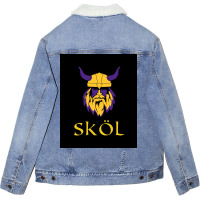 Viking Fan Merchandise Minnesota Adults Kids  80s Vintage Unisex Sherpa-lined Denim Jacket | Artistshot