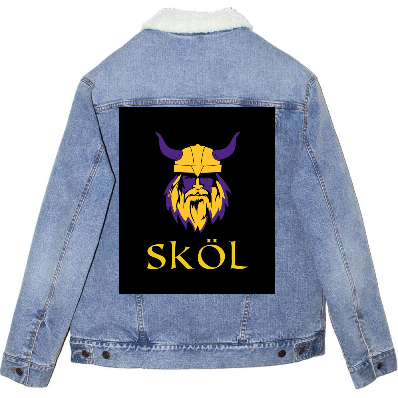 Viking Fan Merchandise Minnesota Adults Kids  80s Vintage Unisex Sherpa-lined Denim Jacket | Artistshot