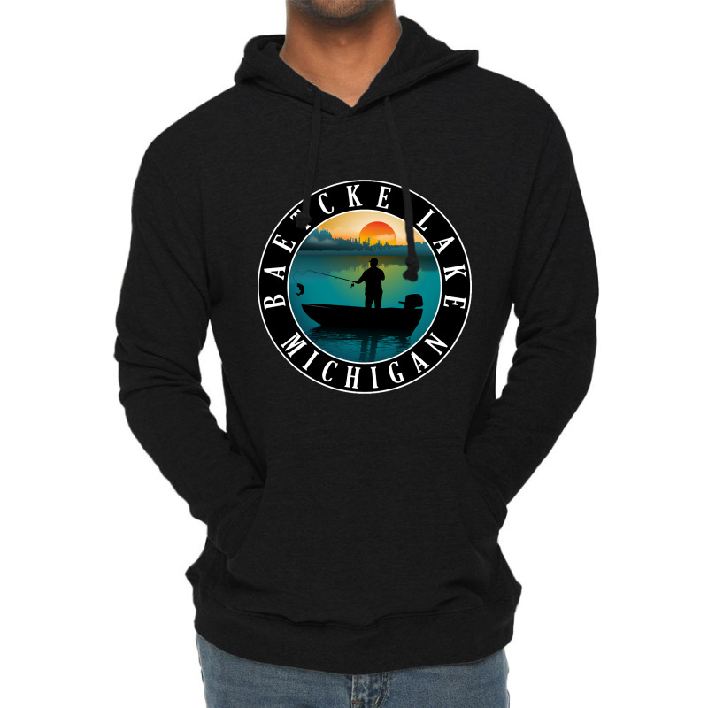 Baetcke Lake Fishing Michigan Sunset Lightweight Hoodie | Artistshot