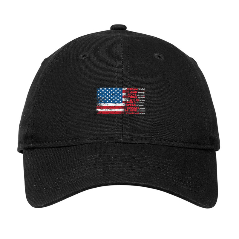 Dream Lead Fight Think Write Build Speak Educate Vintage American Flag Adjustable Cap by yeahdashing61 | Artistshot