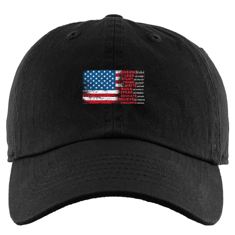 Dream Lead Fight Think Write Build Speak Educate Vintage American Flag Kids Cap by yeahdashing61 | Artistshot