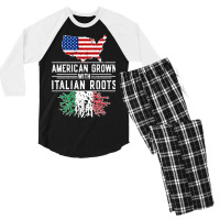 American Grown Italian Roots Pride Italy Men's 3/4 Sleeve Pajama Set | Artistshot