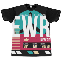 Newark, New Jersey (ewr) Airport Code Baggage Tag Graphic T-shirt | Artistshot