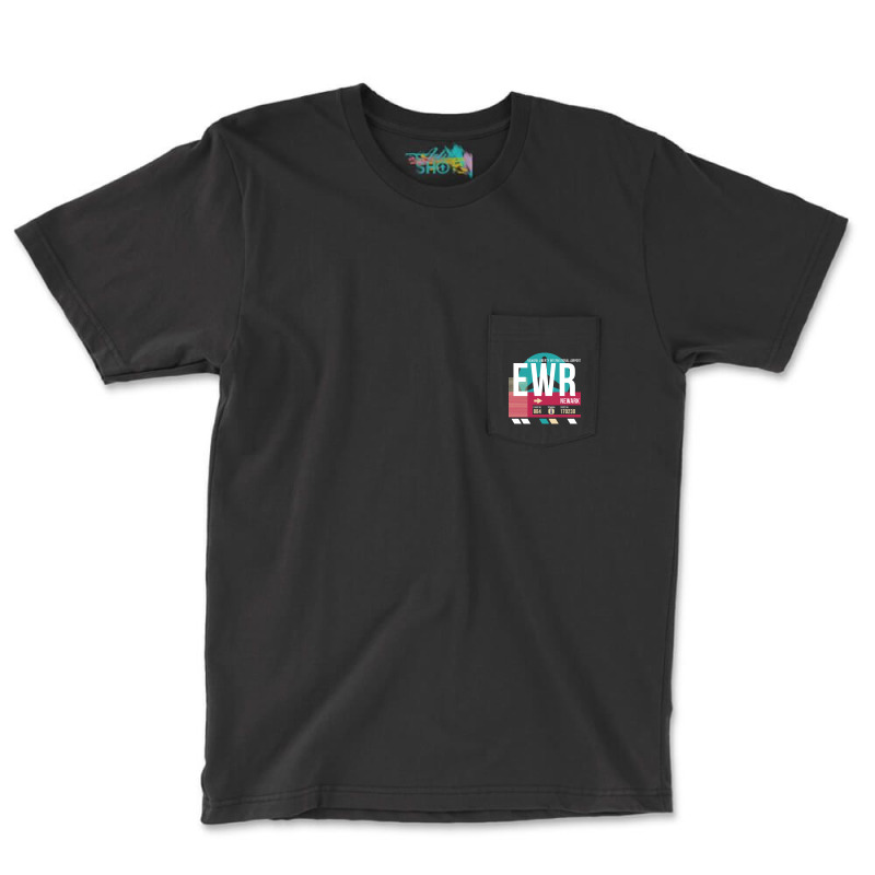 Newark, New Jersey (ewr) Airport Code Baggage Tag Pocket T-shirt | Artistshot