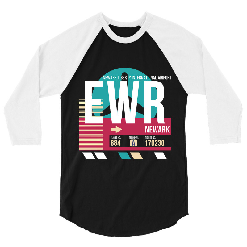 Newark, New Jersey (ewr) Airport Code Baggage Tag 3/4 Sleeve Shirt | Artistshot