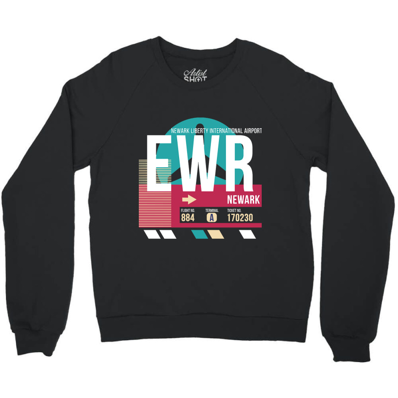 Newark, New Jersey (ewr) Airport Code Baggage Tag Crewneck Sweatshirt | Artistshot