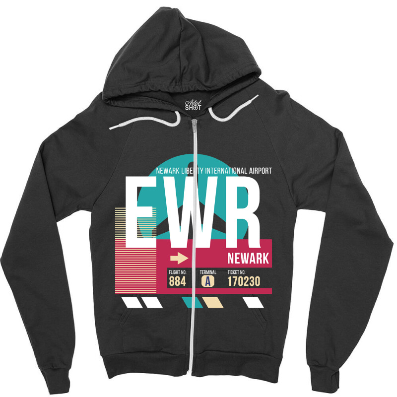 Newark, New Jersey (ewr) Airport Code Baggage Tag Zipper Hoodie | Artistshot