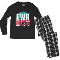 Newark, New Jersey (ewr) Airport Code Baggage Tag Men's Long Sleeve Pajama Set | Artistshot