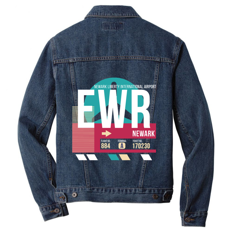 Newark, New Jersey (ewr) Airport Code Baggage Tag Men Denim Jacket | Artistshot