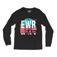 Newark, New Jersey (ewr) Airport Code Baggage Tag Long Sleeve Shirts | Artistshot