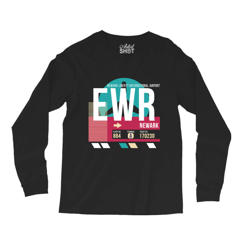 Newark, New Jersey (ewr) Airport Code Baggage Tag Long Sleeve Shirts | Artistshot