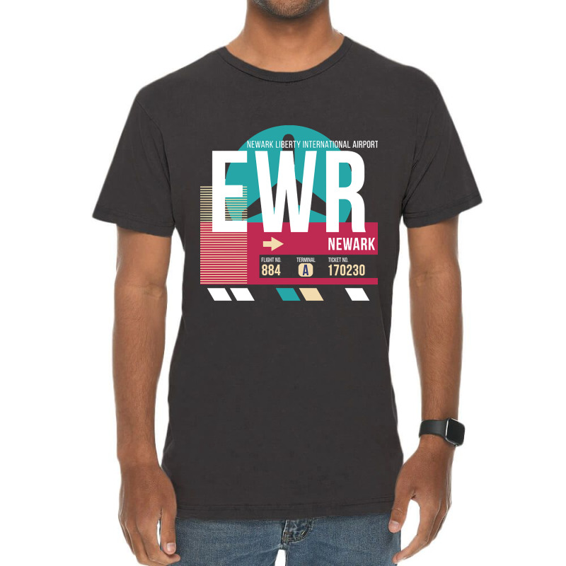 Newark, New Jersey (ewr) Airport Code Baggage Tag Vintage T-shirt | Artistshot