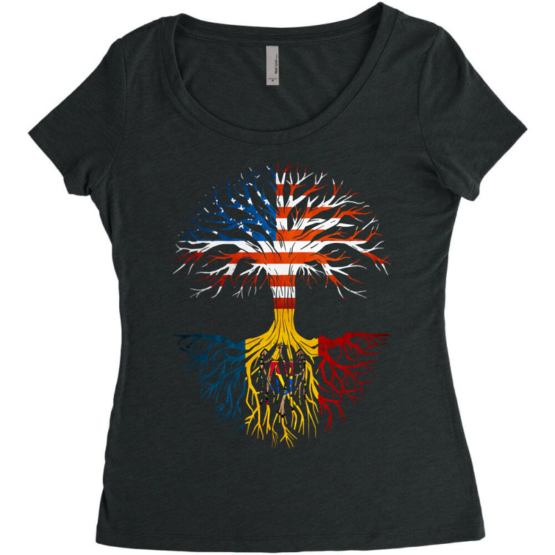 American Grown Moldovan Roots Moldova Flag Usa Flag Women's Triblend Scoop T-shirt by genuinelyseriously4 | Artistshot