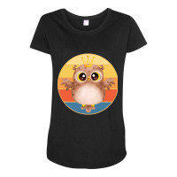 Owl Bird Vintage Retro Sunset Wild Animal Lover Design-btt3f Maternity Scoop Neck T-shirt | Artistshot