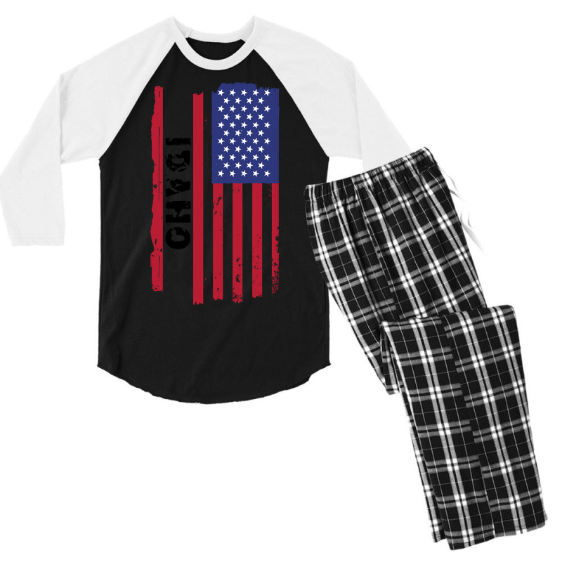 Awesome Idaho Usa United States America American Flag For A Birthday O Men's 3/4 Sleeve Pajama Set | Artistshot