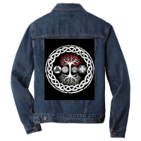 Viking Norse Mythology Tree Design Gift  Stars Retro Men Denim Jacket | Artistshot