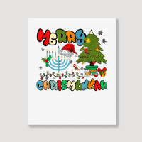 Merry Chrismukkah Hanukkah Jewish Chanukah Menorah Family T Shirt Portrait Canvas Print | Artistshot