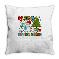 Merry Chrismukkah Hanukkah Jewish Chanukah Menorah Family T Shirt Throw Pillow | Artistshot