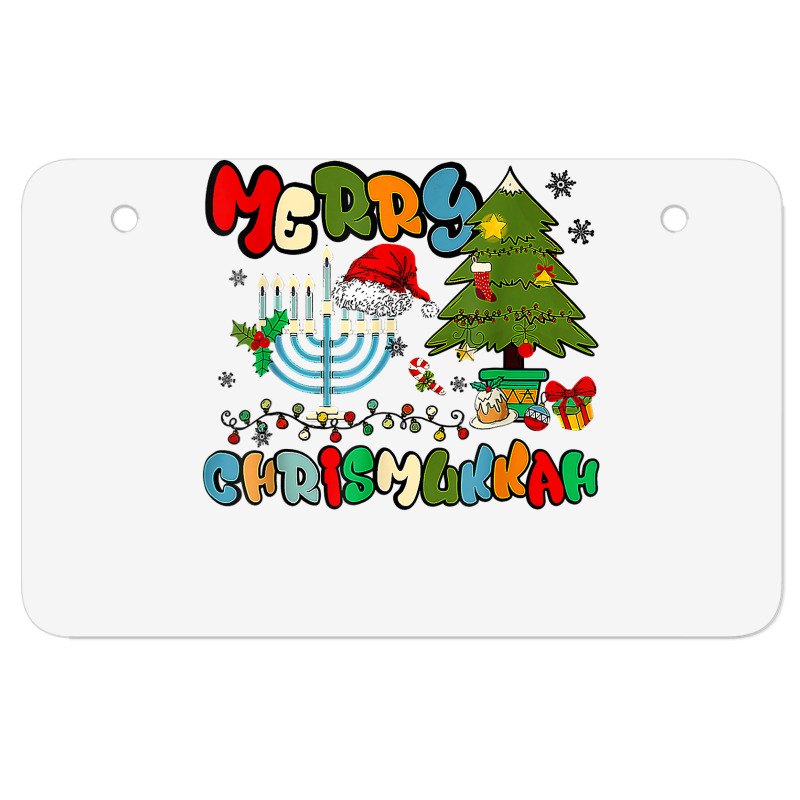 Merry Chrismukkah Hanukkah Jewish Chanukah Menorah Family T Shirt Atv License Plate | Artistshot