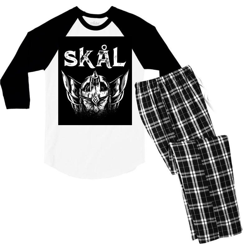 Skal Viking Drinking  Boy Men's 3/4 Sleeve Pajama Set | Artistshot