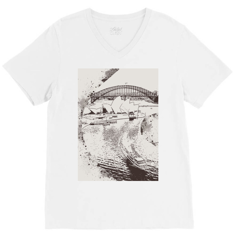 Sydney Landmark V-neck Tee | Artistshot