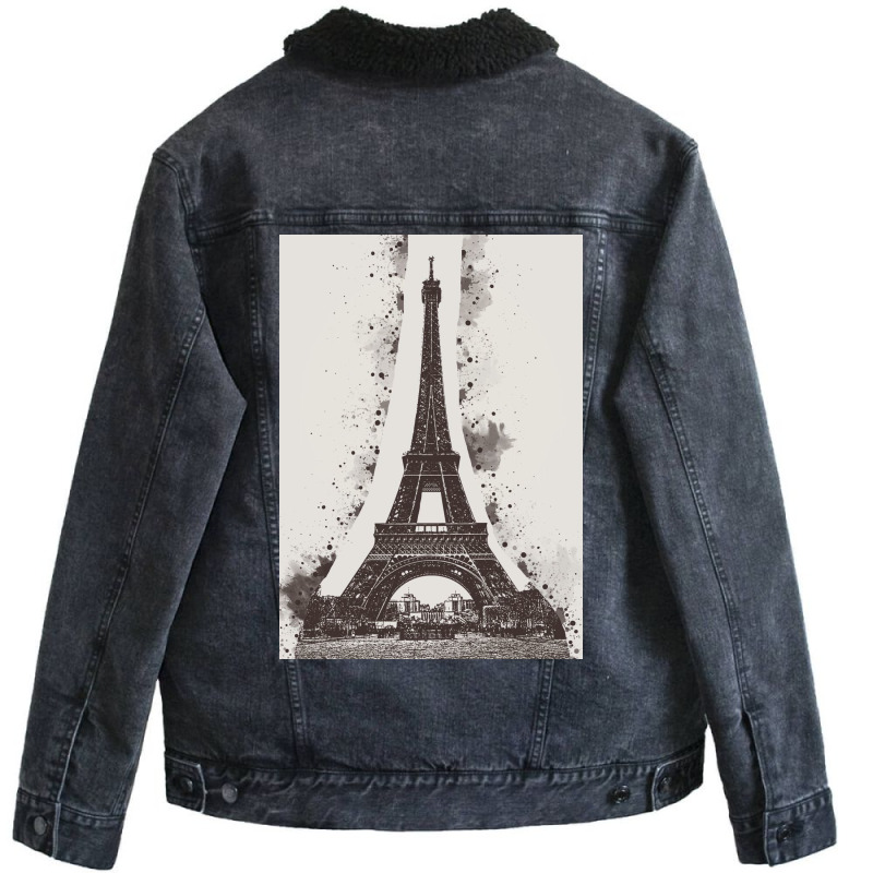 Paris Eiffel Landmark Unisex Sherpa-lined Denim Jacket | Artistshot