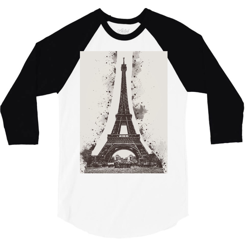 Paris Eiffel Landmark 3/4 Sleeve Shirt | Artistshot