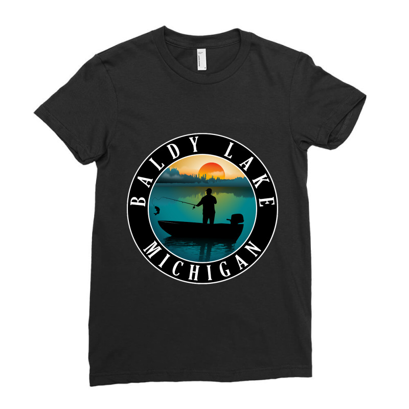 Baldy Lake Fishing Michigan Sunset Ladies Fitted T-Shirt by fencingderby989 | Artistshot