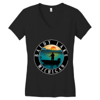 Baldy Lake Fishing Michigan Sunset Women's V-neck T-shirt | Artistshot