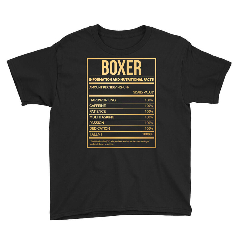 Awesome And Funny Nutrition Label Box Boxing Boxer Boxers Saying Quote Youth Tee by gendercampaign78@gmail.com | Artistshot