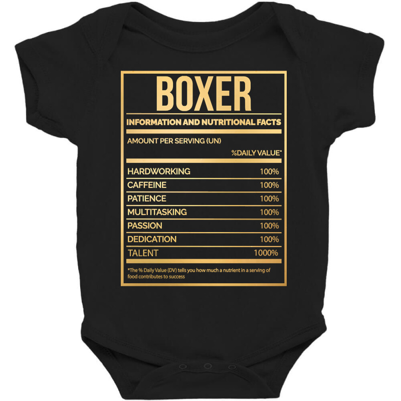 Awesome And Funny Nutrition Label Box Boxing Boxer Boxers Saying Quote Baby Bodysuit by gendercampaign78@gmail.com | Artistshot