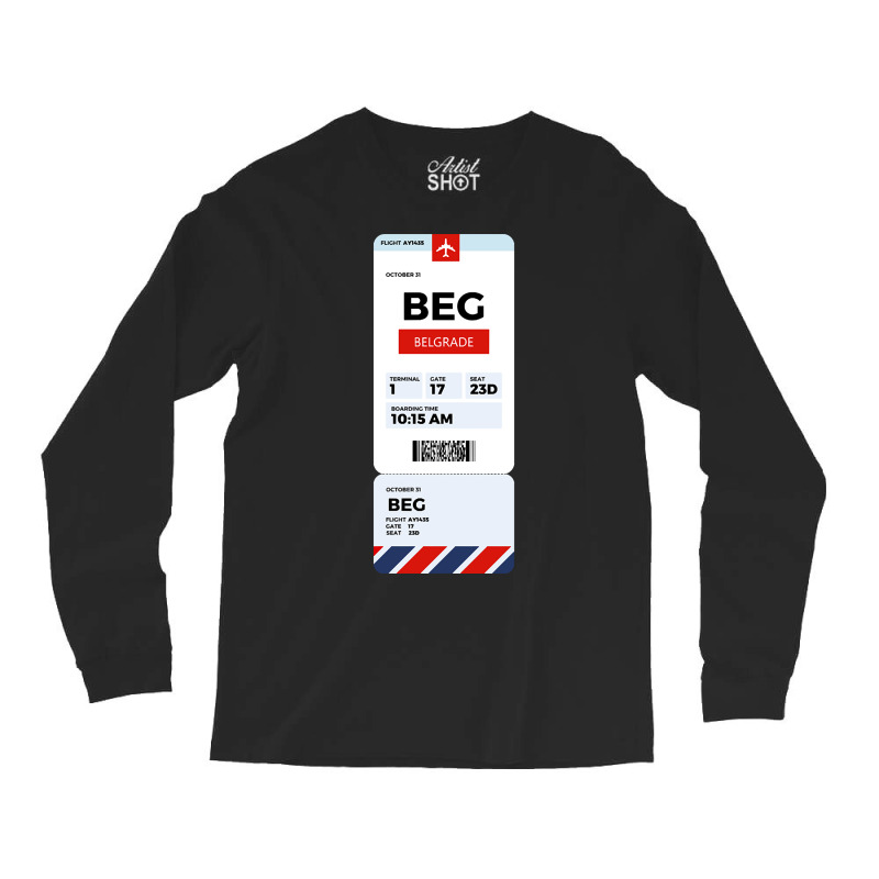 Belgrade Boarding Pass Long Sleeve Shirts | Artistshot