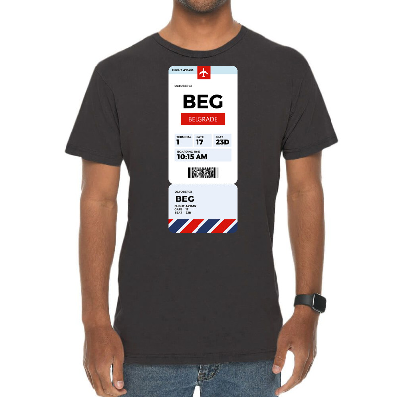 Belgrade Boarding Pass Vintage T-shirt | Artistshot