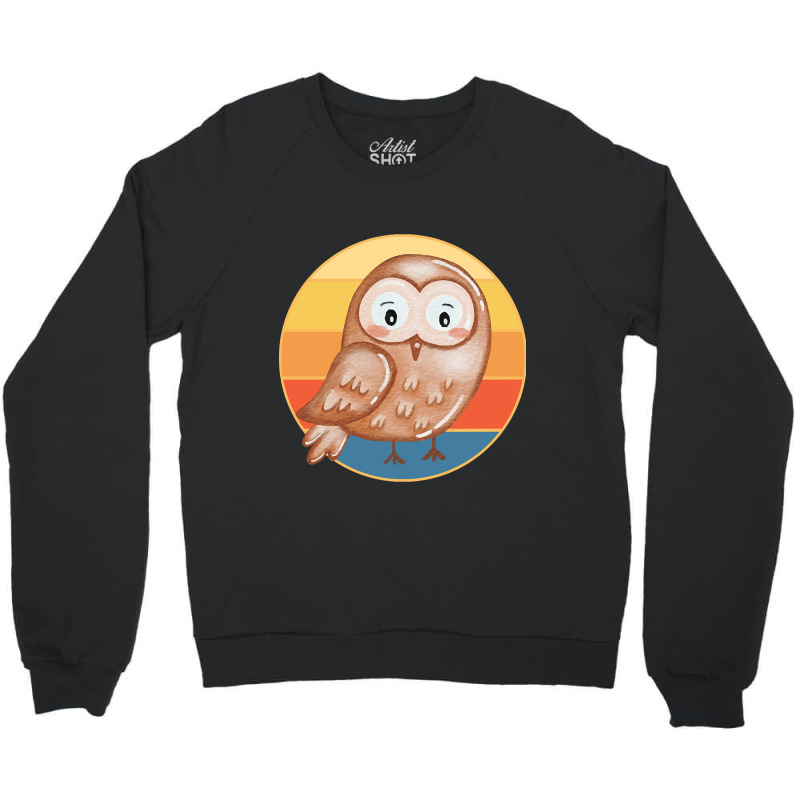 Owl Bird Vintage Retro Sunset Wild Animal Lover Design-enrgi Crewneck Sweatshirt by saddestrent378 | Artistshot