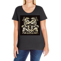 Viking Ornemental Norse Art 4 Horses Dogs With Odin Mask Grunge Metall Ladies Curvy T-shirt | Artistshot