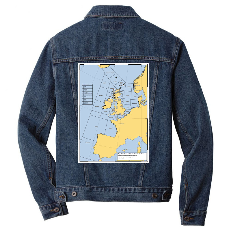 Uk Shipping Forecast Map  Nostalgia 80s Cute Men Denim Jacket | Artistshot