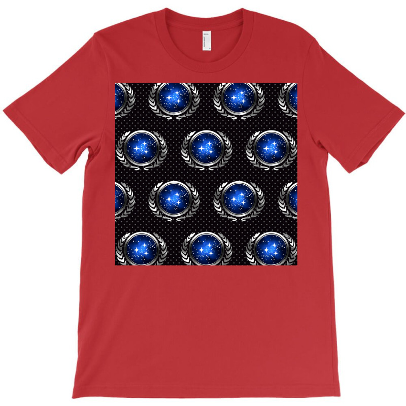 Space Fed Planets Emblem With Stars Repeating Pattern Poster Cool (1) T-shirt | Artistshot