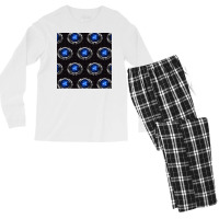 Space Fed Planets Emblem With Stars Repeating Pattern Poster Cool (1) Men's Long Sleeve Pajama Set | Artistshot